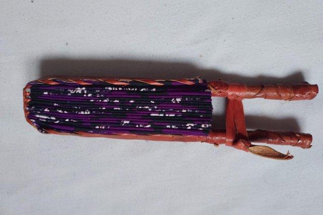 Image 2 of Unique handmade purple fan / accessory with african fabrics