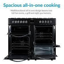 Preview of the first image of ELECTRIQ 100CM DUAL FUEL RANGE COOKER-BLACK-DOUBLE OVEN-FAB.