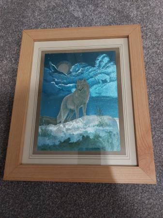 Image 1 of Framed picture- print of wolf by artist M Caroselli