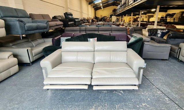Image 7 of Moreno lead grey leather electric recliner 3 seater sofa