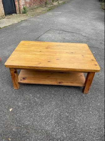 Image 2 of heavy pine coffee table
