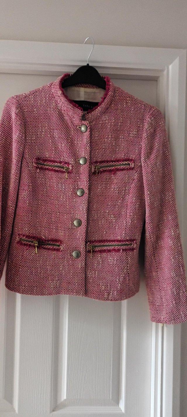 Preview of the first image of ZARA pink ladies jacket size L.