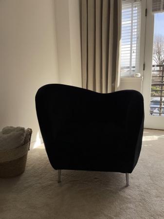 Image 3 of Black velvet 2.5 seater sofa and 2 Kooper armchairs