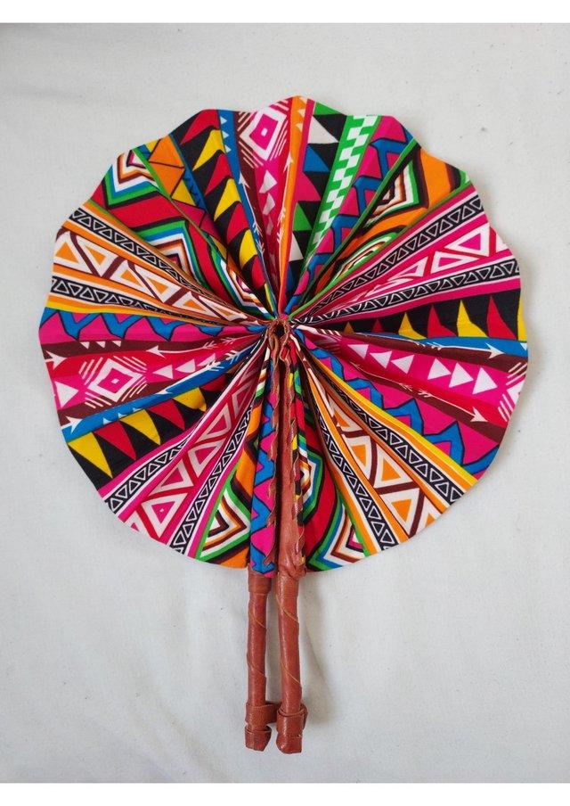 Preview of the first image of Unique handmade fan / accessory with african fabrics.