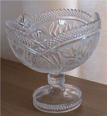 Image 1 of 8 inch cut  glass fruit bowl  no chips or cracks