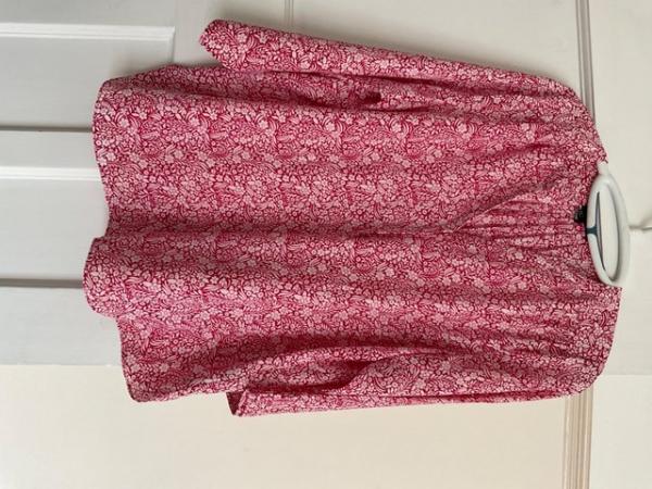 Image 1 of NYDJ pink and white loose blouse