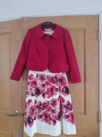 Image 1 of Hobbs size 10 raspberry dress and jacket with matching hat