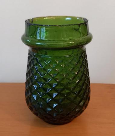 Image 1 of Victorian Fairy Light Tealight Quilted Pressed Glass - Green