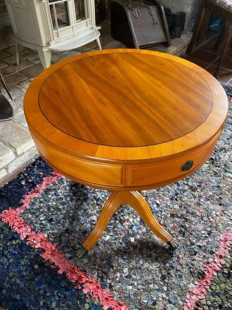 Image 1 of Yew coffee table, drum table and desk