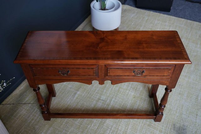 Image 16 of Antique Georgian Style Oak Two Drawer Dresser Hallway Table