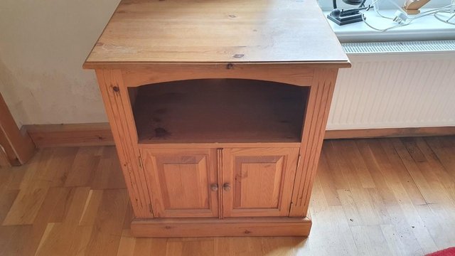 Preview of the first image of Solid pine tv unit with cupboard.