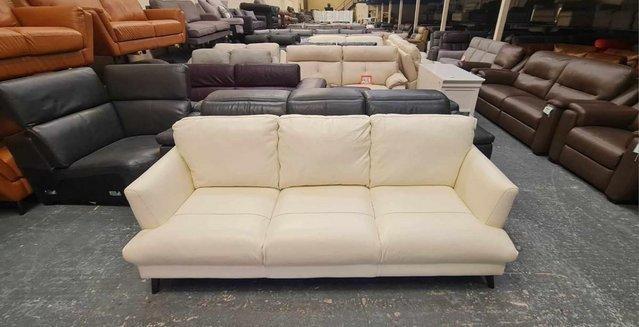 Image 7 of Ex-display Angelo light cream leather 3 seater sofa