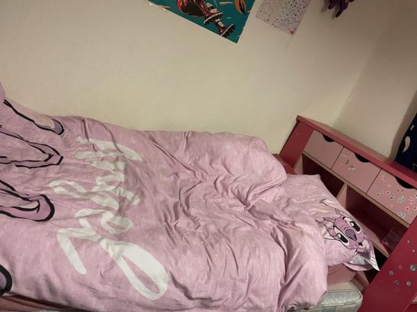 Image 1 of Girls pink bed, a lot of storage