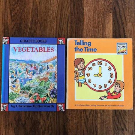 Image 1 of 2 vintage children's books: Telling the Time & Vegetables.
