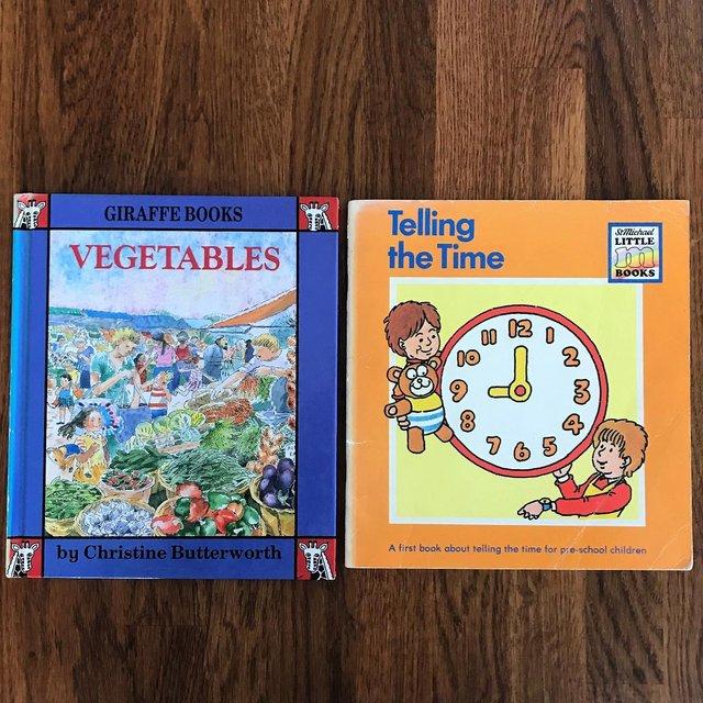 Preview of the first image of 2 vintage children's books: Telling the Time & Vegetables..