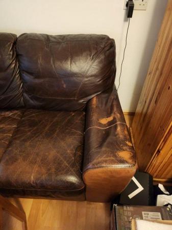 Image 2 of Italian genuine leather 3 seater sofa,