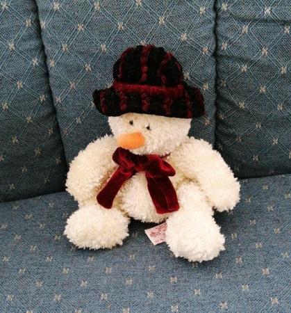 Image 14 of Freezy Snowman Soft Toy by Russ Berrie.  Length 12 Inches.