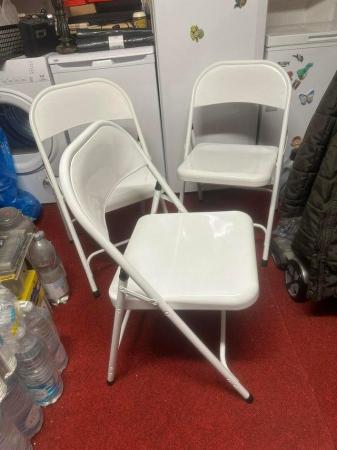 Image 2 of 3 x White metal folding chairs.