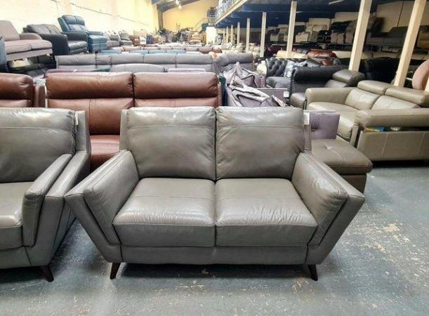 Image 3 of Ex-display Fellini grey leather 3+2 seater sofas
