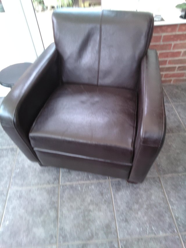 Preview of the first image of Leather armchair dark brown FREE.