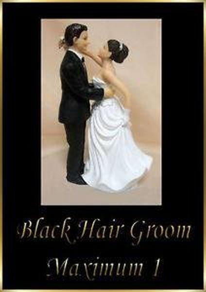 Preview of the first image of Black haired white groom wedding cake topper, brand new!.