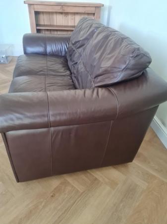 Image 4 of Leather sofa, chocolate brown