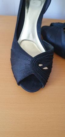 Image 1 of Ladies black heeled evening shoes. Size 6.5