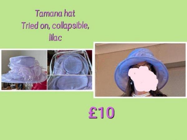 Image 1 of Wedding/christening lilac hat - collapsible