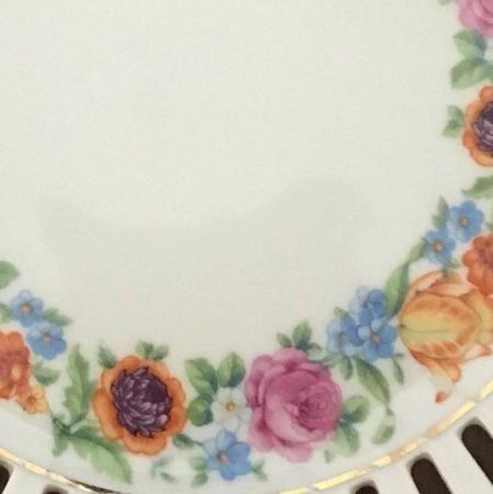 Image 1 of Vintage German floral ribbon plate.