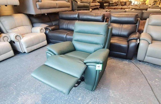 Image 7 of Winslow forest green leather electric recliner armchair