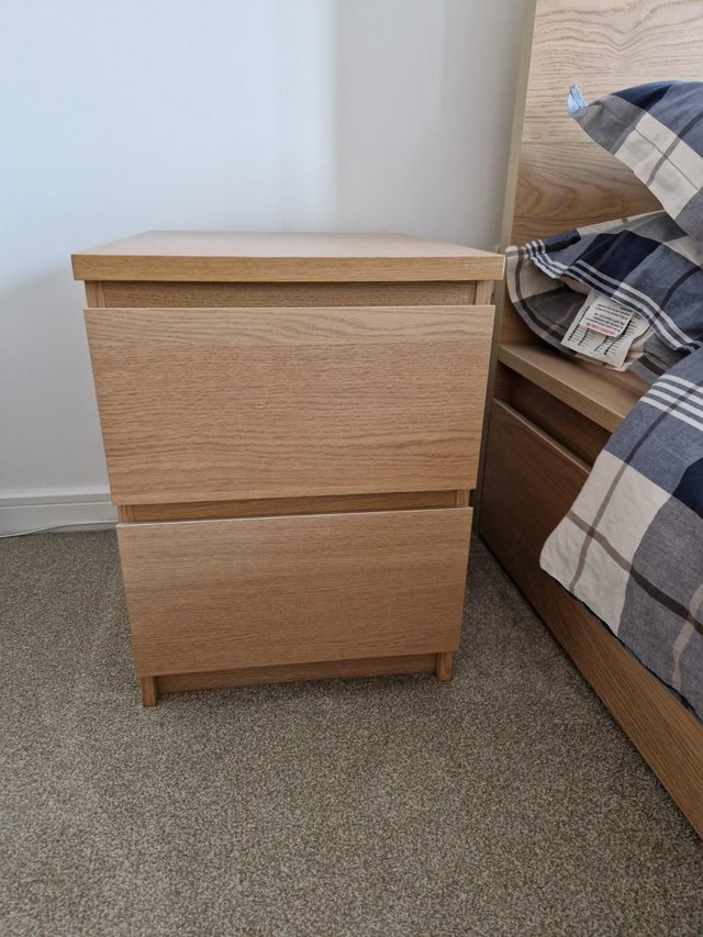 Preview of the first image of 2 x ikea malm bedside drawers.