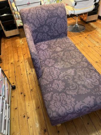 Image 3 of Dark purple chaise lounge small rip on back