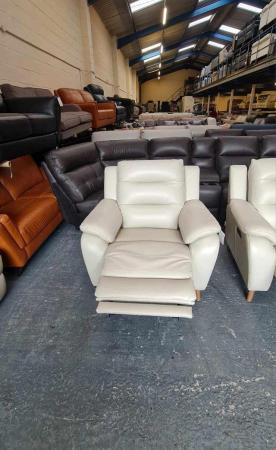 Image 11 of La-z-boy Madison ivory leather electric recliner 2 armchairs