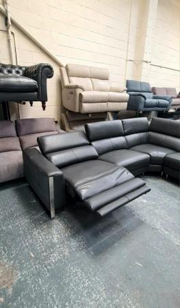 Image 11 of Torres dark grey leather electric recliner corner sofa