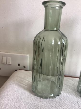 Image 2 of 2 Ribbed bottle vase, coloured glassGreen VGC
