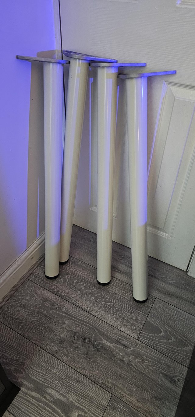 Preview of the first image of 4 x Adjustable breakfast bar legs white.