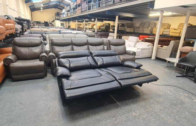 Image 8 of La-z-boy Raleigh black leather recliner 3 seater sofa