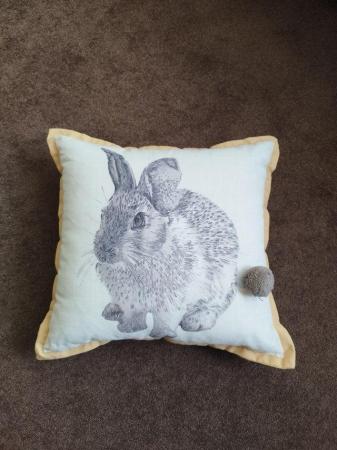 Image 1 of Rabbit Yellow Grey Cushion 35x35cm