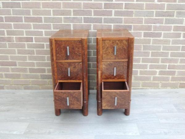 Image 5 of Pair of Antique Walnut Bedside Tables (UK Delivery)