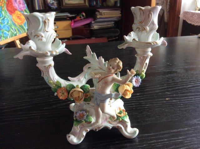 Preview of the first image of Sitzendorf German Dresden porcelain candle holder.