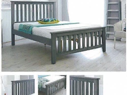Preview of the first image of Single Louis dark grey wooden bed frame.