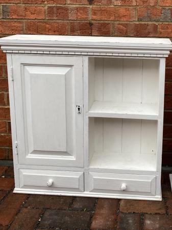 Image 1 of White painted pine wall cabinet
