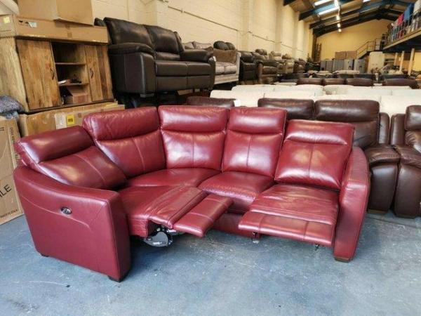 Image 10 of Midi berry red leather electric recliner corner sofa