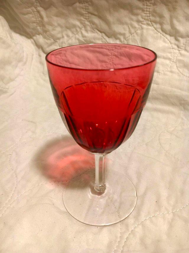 Preview of the first image of Set ofVintage Pink Wine Glasses.