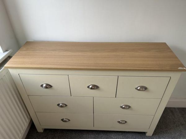 Image 3 of Lancaster Cream and Oak chest of draws