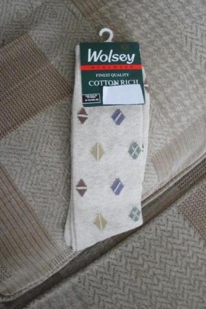 Image 1 of Wolsey Beige Patterned Socks. New. Large. (C195/6)