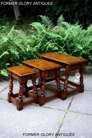 Image 19 of AN OLD CHARM LIGHT OAK NEST OF TABLES COFFEE TEA TABLE SET