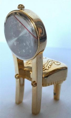 Image 3 of MINIATURE NOVELTY CLOCK - ORNATE PADDED CHAIR