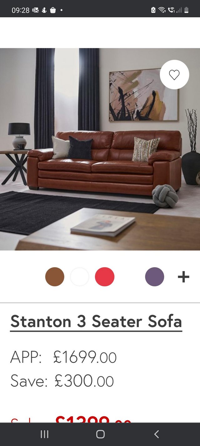 Preview of the first image of Large leather sofa and armchairs.