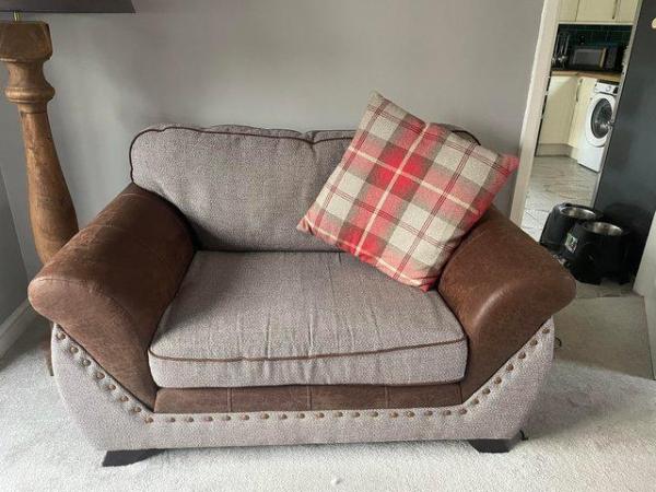 Image 3 of 4 seater sofa and Love seat - leather and cloth